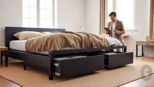 metal bed frame with storage