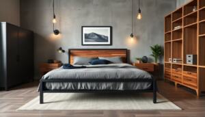 industrial style bedroom